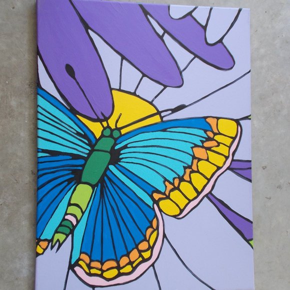 Butterfly Fun acrylic painting, 18"x24" - Picture 3 of 8